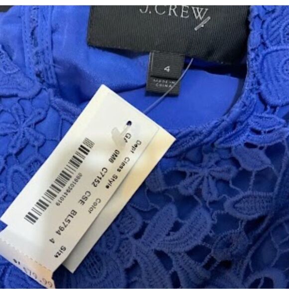 JCrew Sleeveless Lace Sheath Dress Caribbean Blue size 4 NWT - Picture 4 of 5